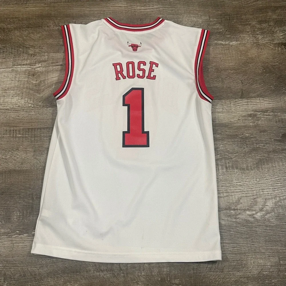 Adidas Chicago Bulls Derrick Rose 1 NBA Jersey White Mens Small Z818A 10